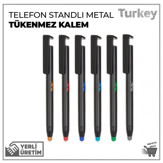 Telefon Standlı Metal Tükenmez Kalem